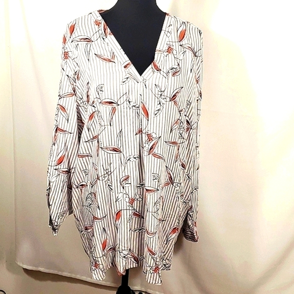 Como Blu Stripes Leave Adjustable sleeves Size 3XL New